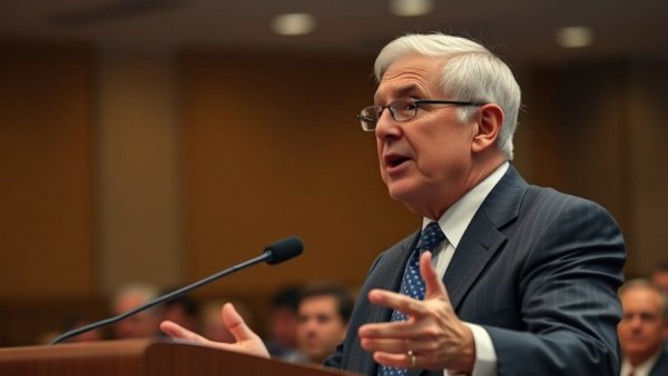 Public figure discussing public health reforms at a conference, Michigan