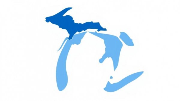 Map outline of the Great Lakes, coolest thing in Michigan, iconic design.