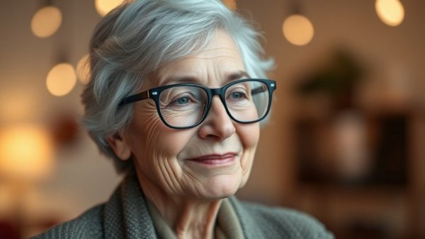 Older woman in glasses smiling softly, Michigan Law admissions context.