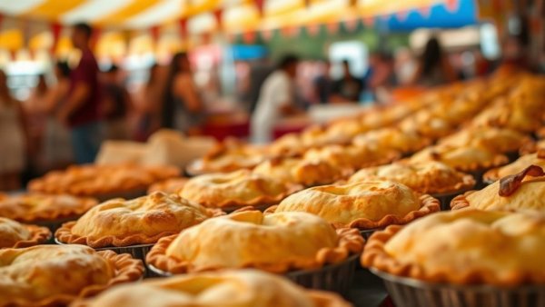 Golden baked pies on display at the National Cherry Festival in Traverse City.