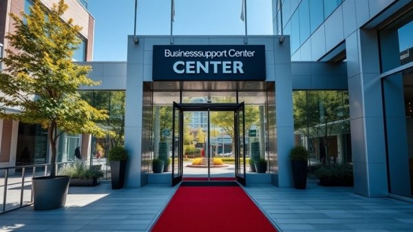 Entrance of business support center in Tangier