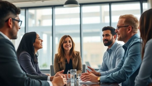 Professionals discussing at a meeting, highlighting operational challenges