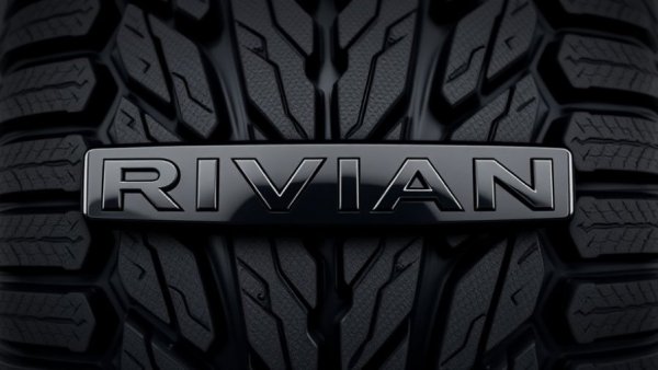 Rivian logo with tire tread background, Rivian Automotive stock analysis