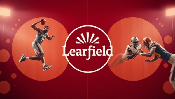 TPG Learfield acquisition sports-themed graphic with logo and players