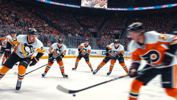 Flyers Penguins playoff rivalry: intense ice hockey action.