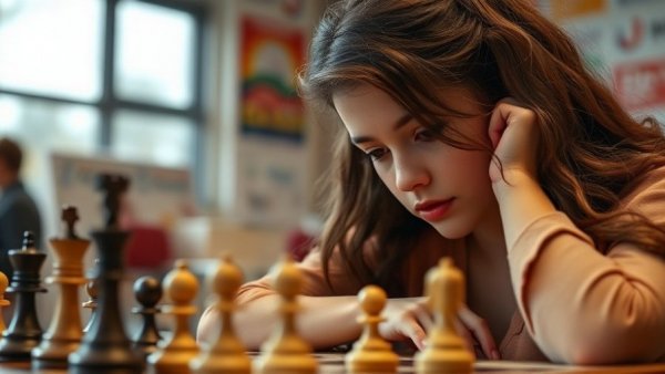 R. Vaishali FIDE Candidates tournament participant deep in thought over chessboard.