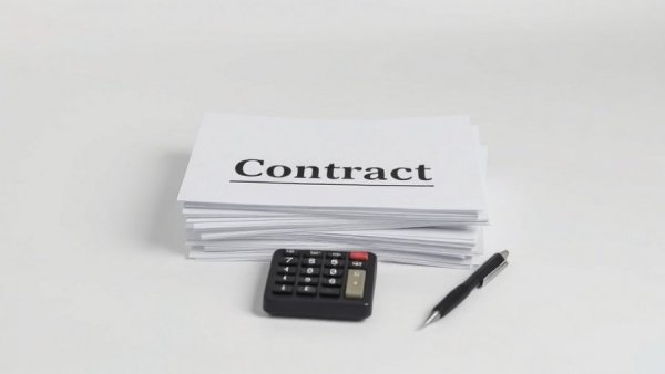 Stack of contracts with calculator and pen, symbolizing commercial real estate personnel changes