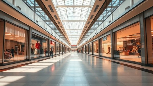 Empty shopping mall hallway reflecting consumer sentiment decline