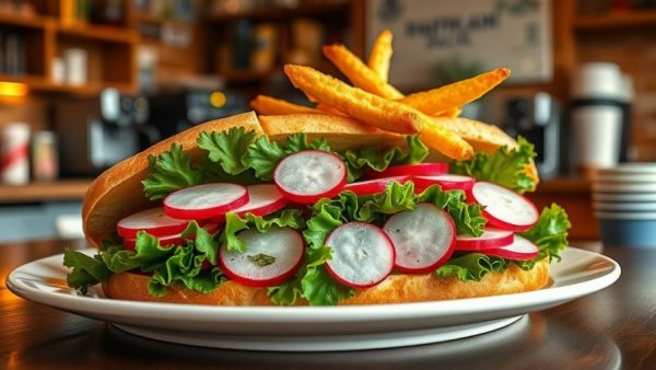 Delicious Michigan deli lunch specials featuring a sandwich and fries.