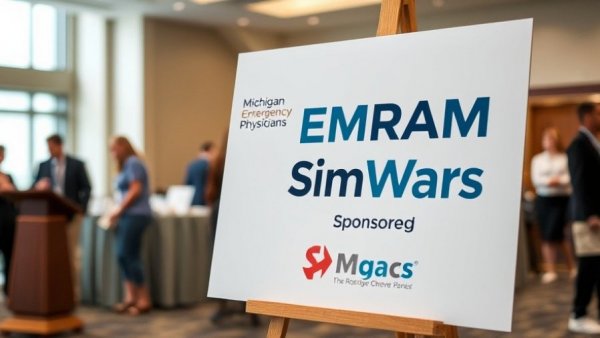 Sign for Michigan emergency medicine simulation competition at Michigan College of Emergency Physicians.