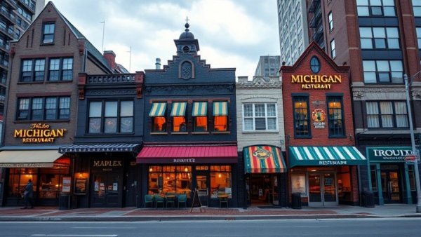 Variety of Michigan restaurants in different settings.