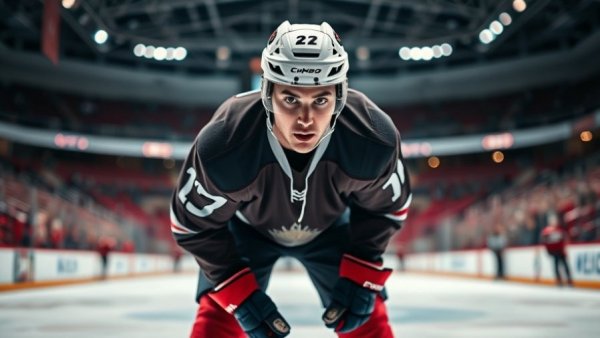 New York Islanders sign star Wisconsin hockey forward focusing intently.