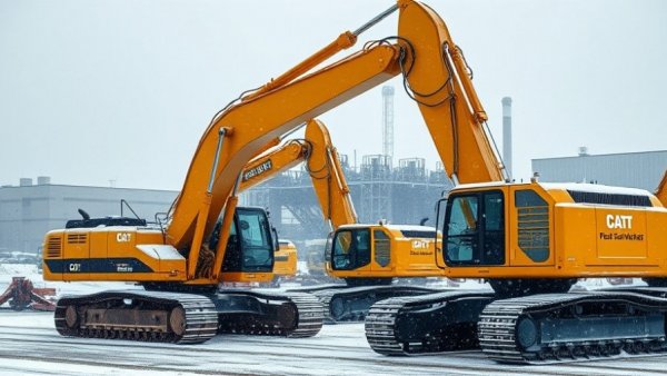 Heavy machinery at Google Michigan City data center construction site in snow.