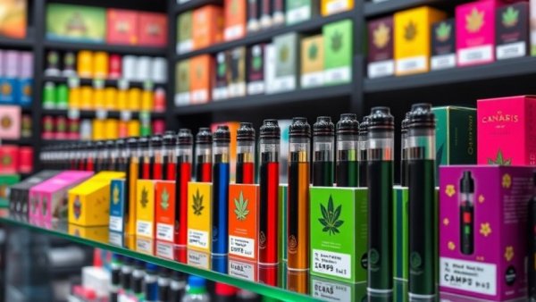 Michigan cannabis sales products in modern display case.