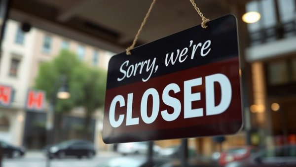 Closed sign on a business door indicating closure in Canada.