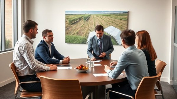 Business meeting discussing Michigan agriculture.