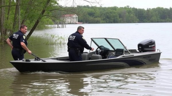 Law enforcement patrol Black Lake during Cheboygan flooding crisis