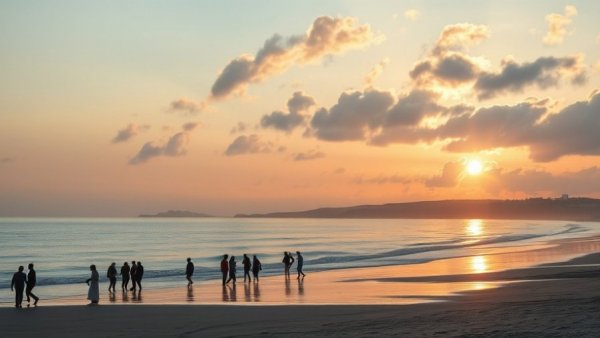 Relaxing beach walk in Traverse City, Michigan, highlighting sunset beauty.
