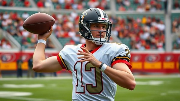 Eastern Michigan scholar-athlete success depicted by focused football player on field.