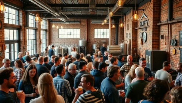 Crowded Southwest Michigan craft brewery before closure.