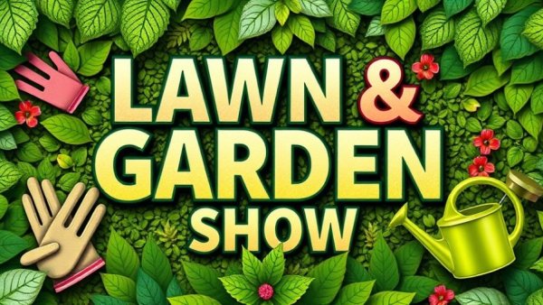 Lawn care services Shelby MI vibrant poster design with green leafy patterns.