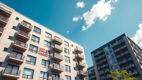 Modern apartments with 'For Rent' sign, Fair housing education for landlords.