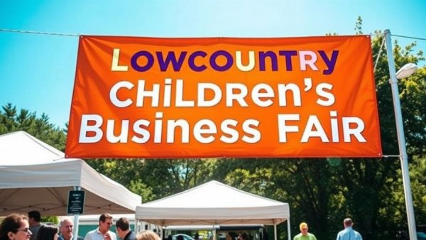 Lowcountry Children's Business Fair banner at outdoor event.