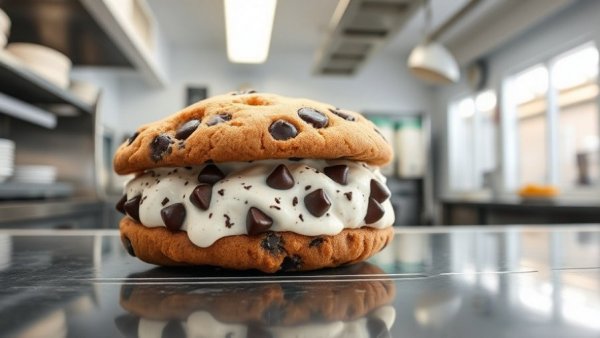 Michigan restaurants near me featuring a large cookie ice cream sandwich.