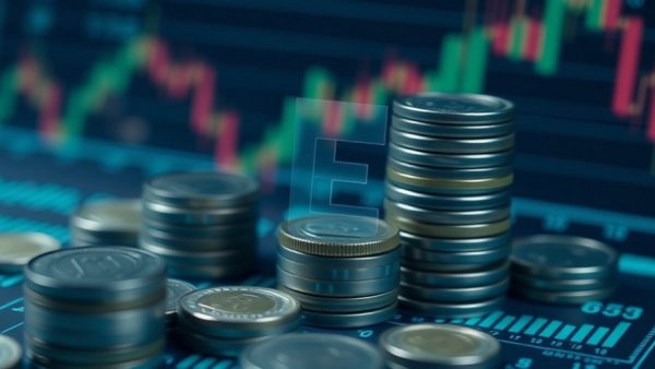 Logo E with graph and coins in financial theme