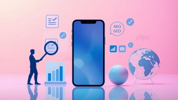 Abstract representation of AEO and GEO strategies in digital marketing.