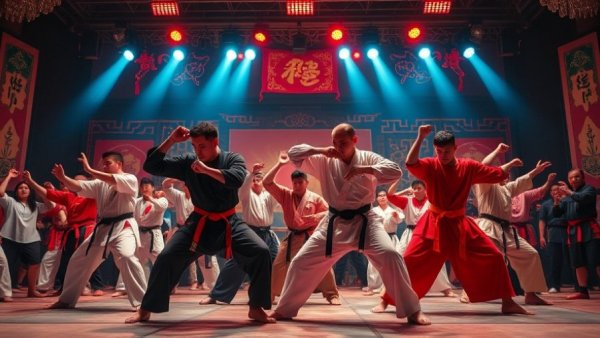 Martial artists performing at Hanoi International Martial Arts Festival