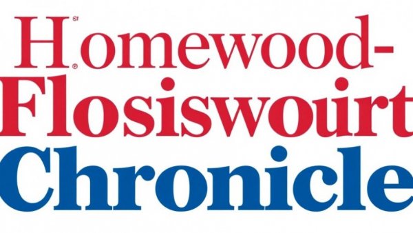 Minimalist logo for Homewood-Flossmoor Chronicle on white background.