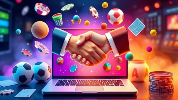 Futuristic depiction of digital sponsorships in basketball with handshake and symbols.