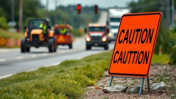 Bright orange sign at Michigan road construction site.