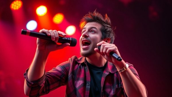 Musician performing energetically on stage during Paisley Park Museum tour.