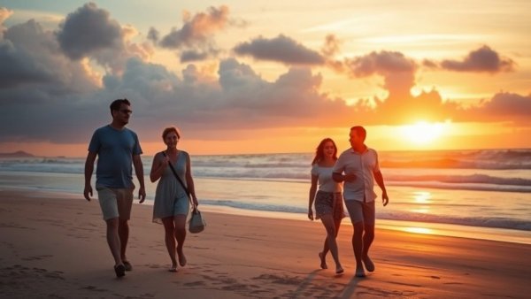Michigan Economic Development Corporation tourism campaign image of people at sunset on a beach.