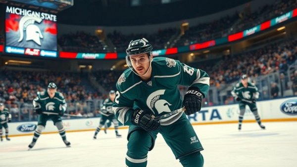 Porter Martone in action during intense ice hockey match in NHL history.