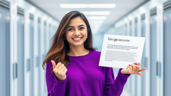 Google Data Center Community AI Fellowship 2026 promotional image with smiling woman.