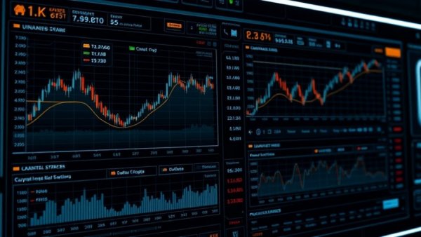 Digital interface displaying financial news and charts, profit from property management.