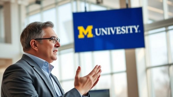 University of Michigan professional discussing health initiatives indoors.