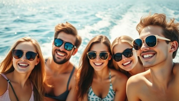 Young adults enjoying a sunny day on a boat