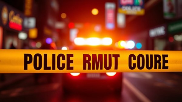 Michigan firearm regulations scene with police tape and lights.