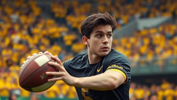 Michigan football player throws ball in a game.