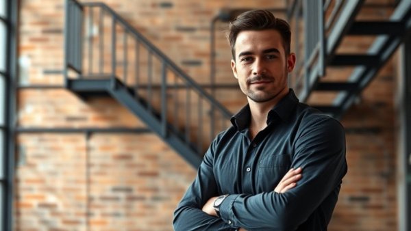 Professional man in blue suit discussing Michigan small business growth challenges.