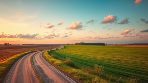 Peaceful Michigan farmland preservation landscape at sunset