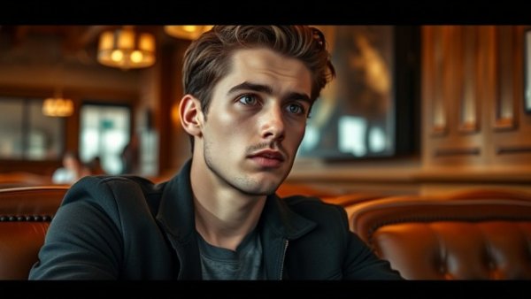 Looking 4 Love by Arborist: man seated with contemplative look in warm setting