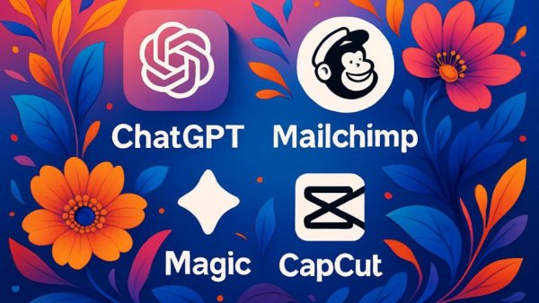 AI tools for florist business marketing banner with floral designs