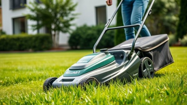 Person using the best electric lawn mower on a sunny day