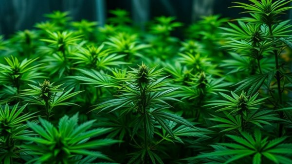Green marijuana plants in soft light for Michigan reclassification context.