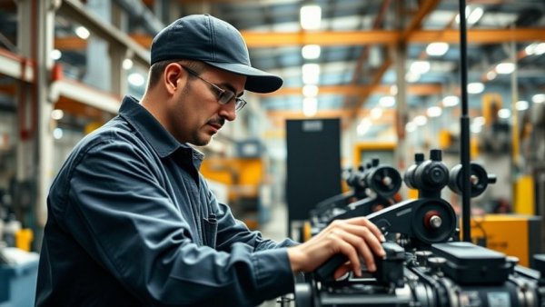 Michigan startup insights in a manufacturing plant, worker operating machinery.